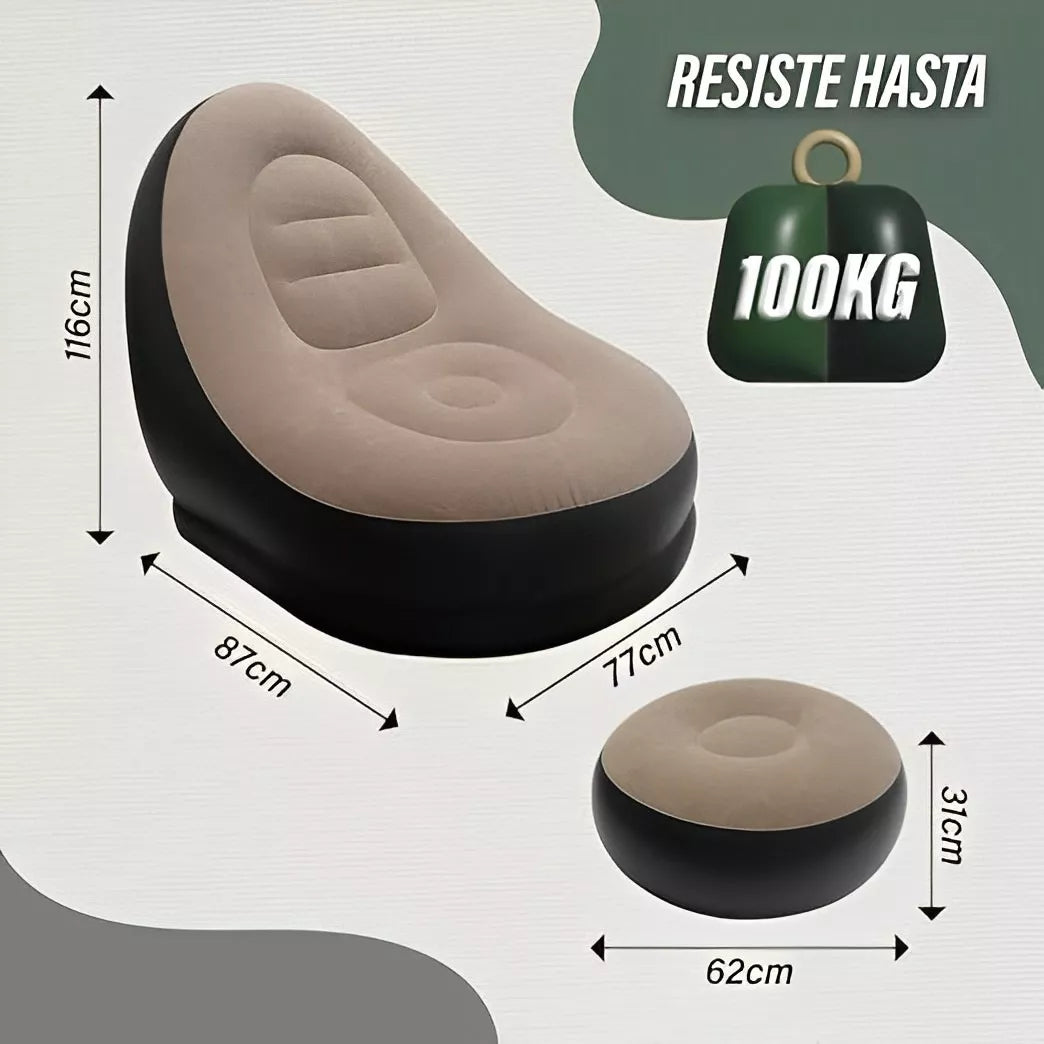 Silla inflable multiusos con reposapies