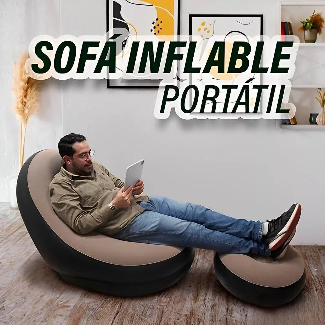Sofá inflable con reposapiés – Relájate donde quieras, en minutos