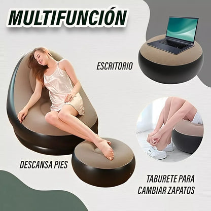 Silla inflable multiusos con reposapies